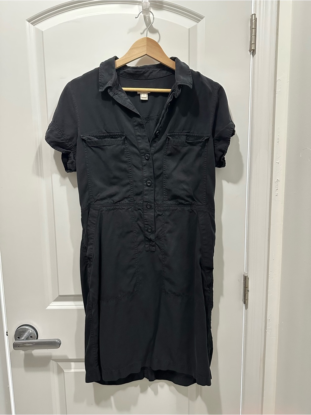 J. Crew Black Collared Shirt Dress